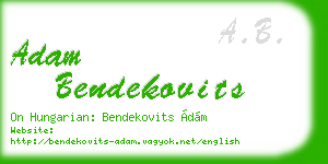 adam bendekovits business card